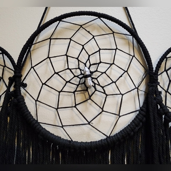 New Black Triple Moon Goddess Macrame Wall Hanging Boho Wiccan Moon Phases - Picture 4 of 7